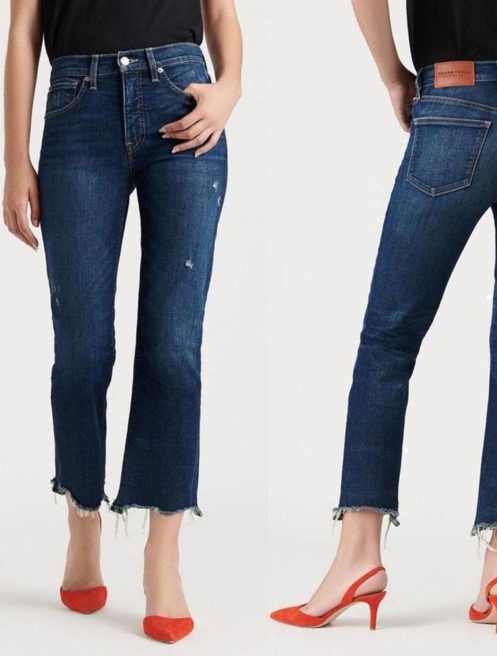 Lucky Brand Indigo Cropped Raw-Hem Jeans